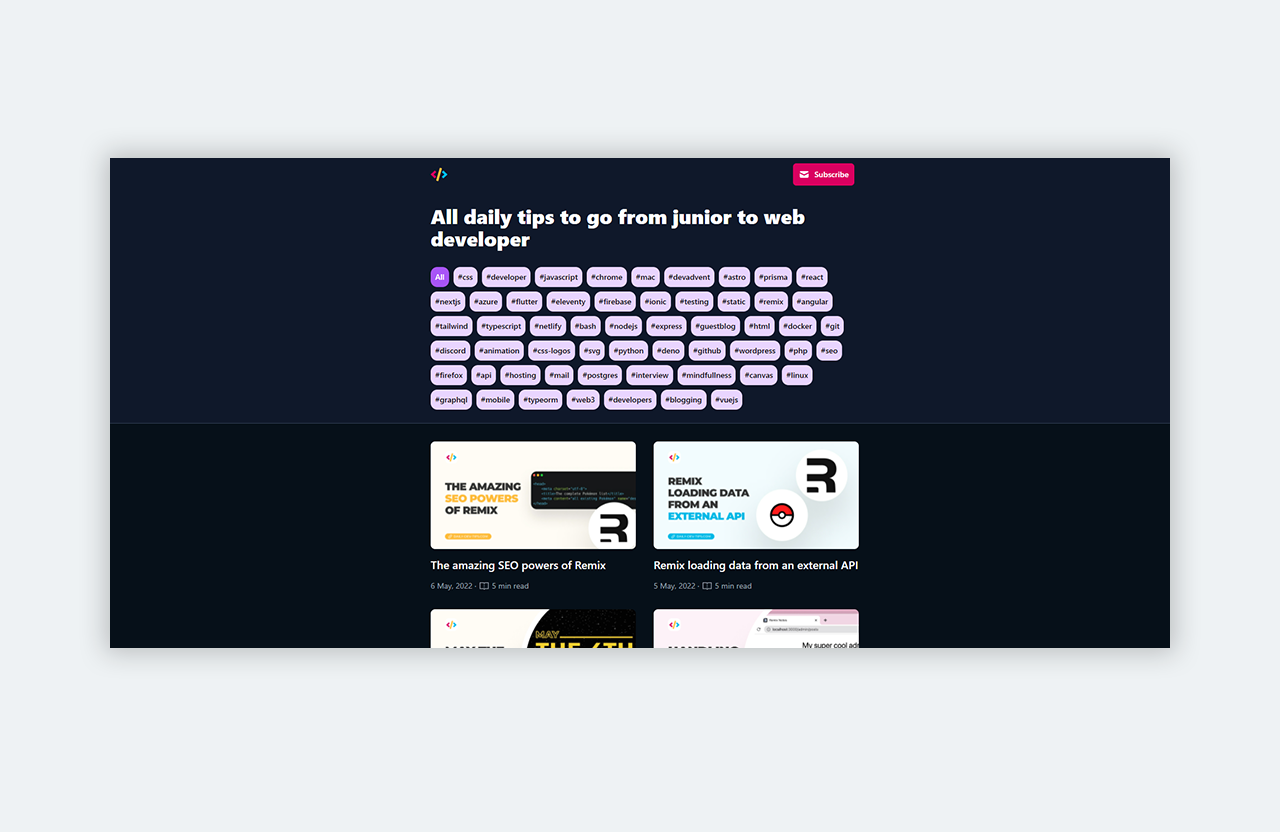 Screenshot of daily-dev-tips.com