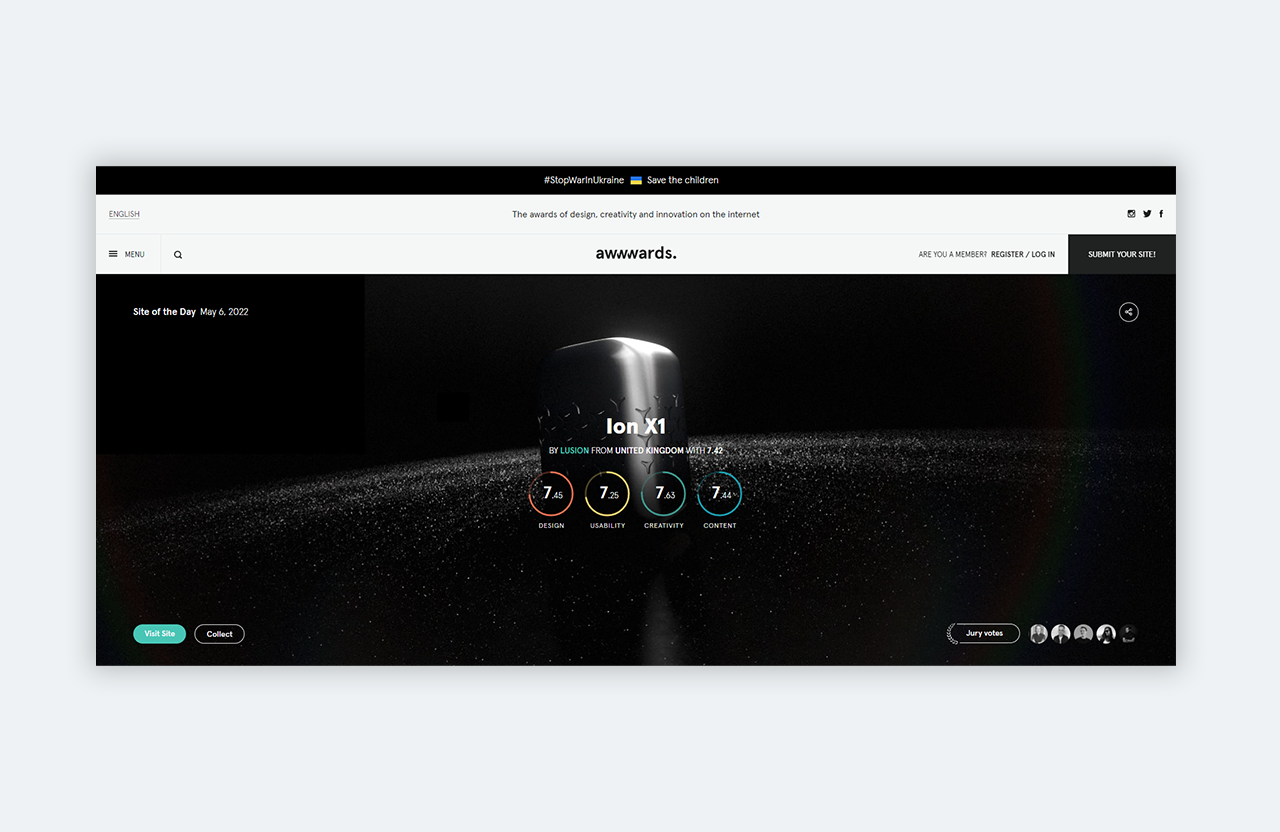 Screenshot of awwwards.com